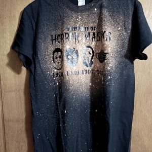 New Gildan Black Adult History of Horror Masks Shirt